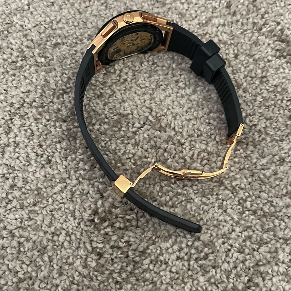 Bulova Curv Rose Gold Tone and Black Chronograph Watch - Picture 5 of 9